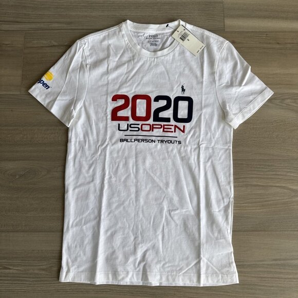 Polo Ralph Lauren 2020 US Open Ballperson Tryouts‎ Men's White Sm Shirt Pony NWT